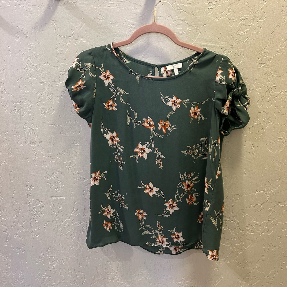 Joie Green Floral Silk Blouse
